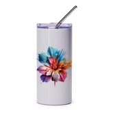 Colorful Flower Tumbler, Floral Tumbler, Bright Floral Design, Trendy Tumbler, Gift Idea for Her, Artistic Tumbler, Drinkware Tumbler - Tawshia